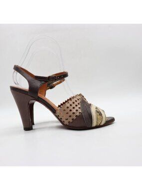 Chie Mihara Vulcano Heels Strap Women's Size EU 36 Brown Tan Leather Open Toe